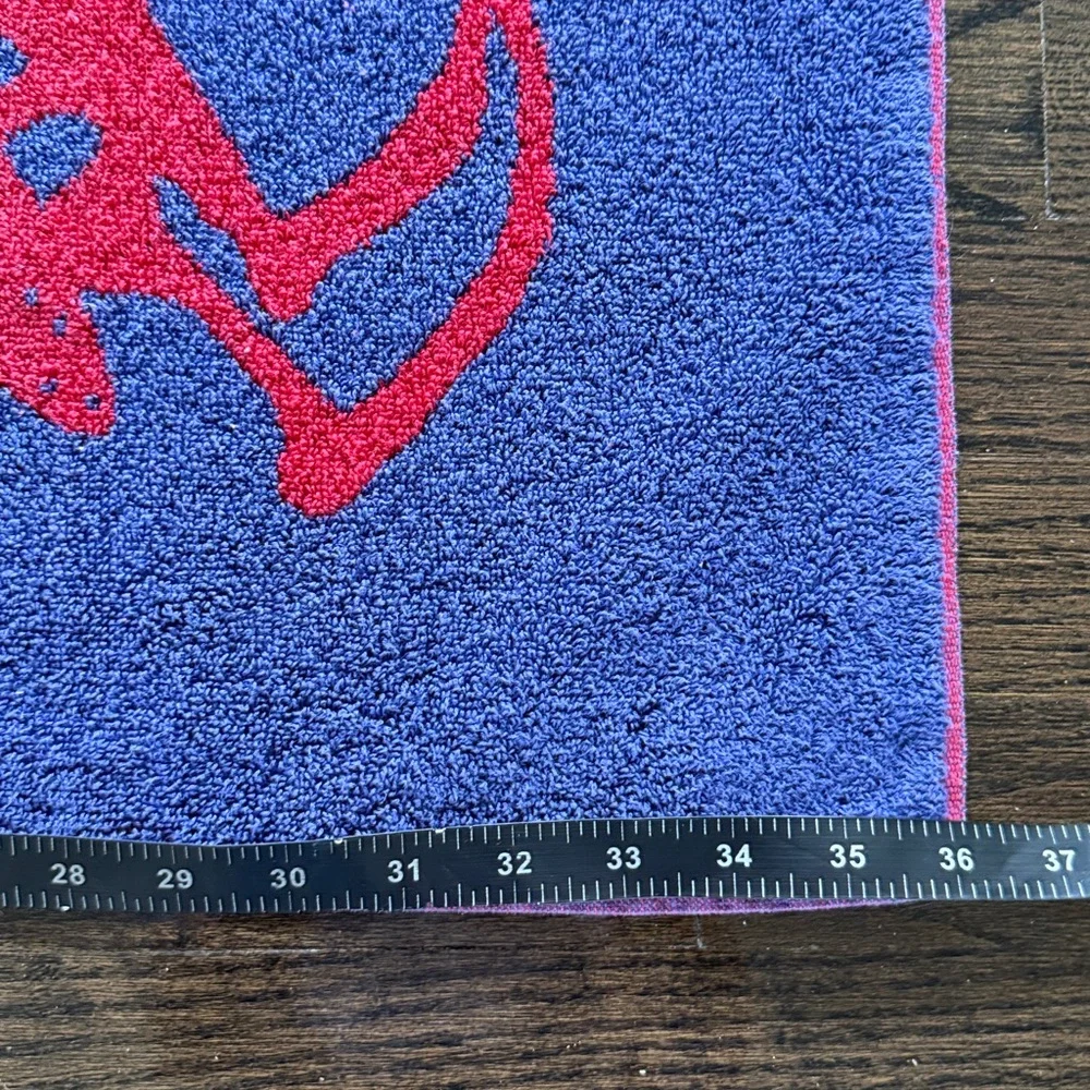 Ralph Lauren Vintage Polo Pony Blue & Red Equestrian Beach Towel - Made in USA